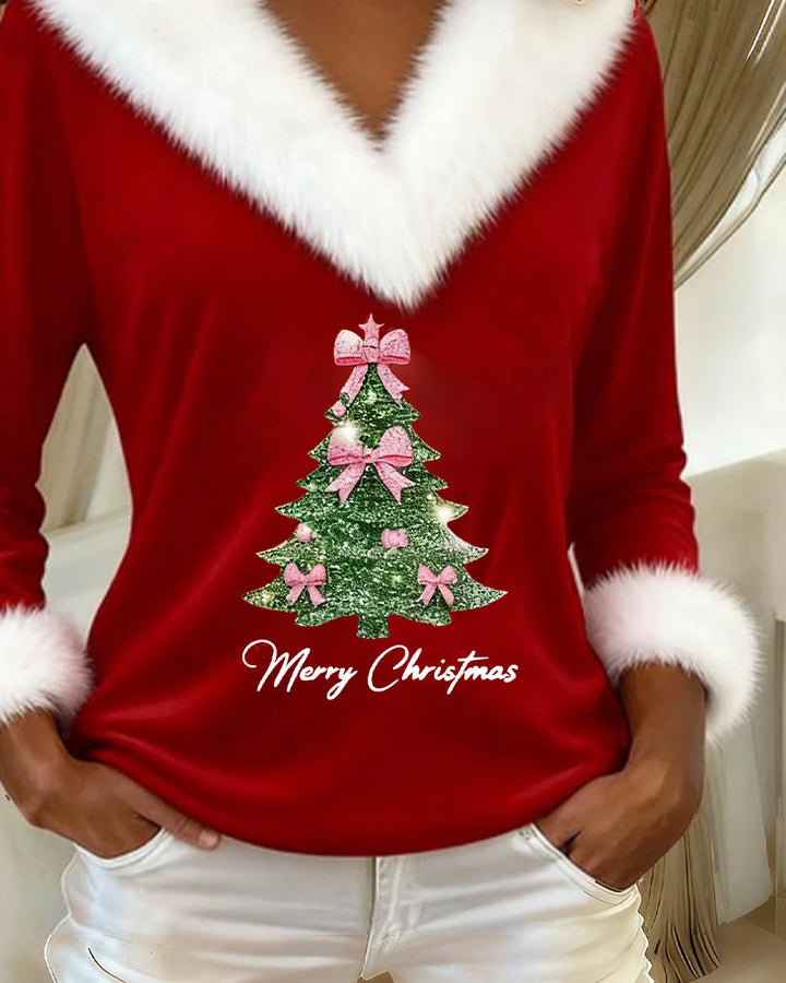 Janika – Meleg Karácsonyi V-Nyakú Pulóver