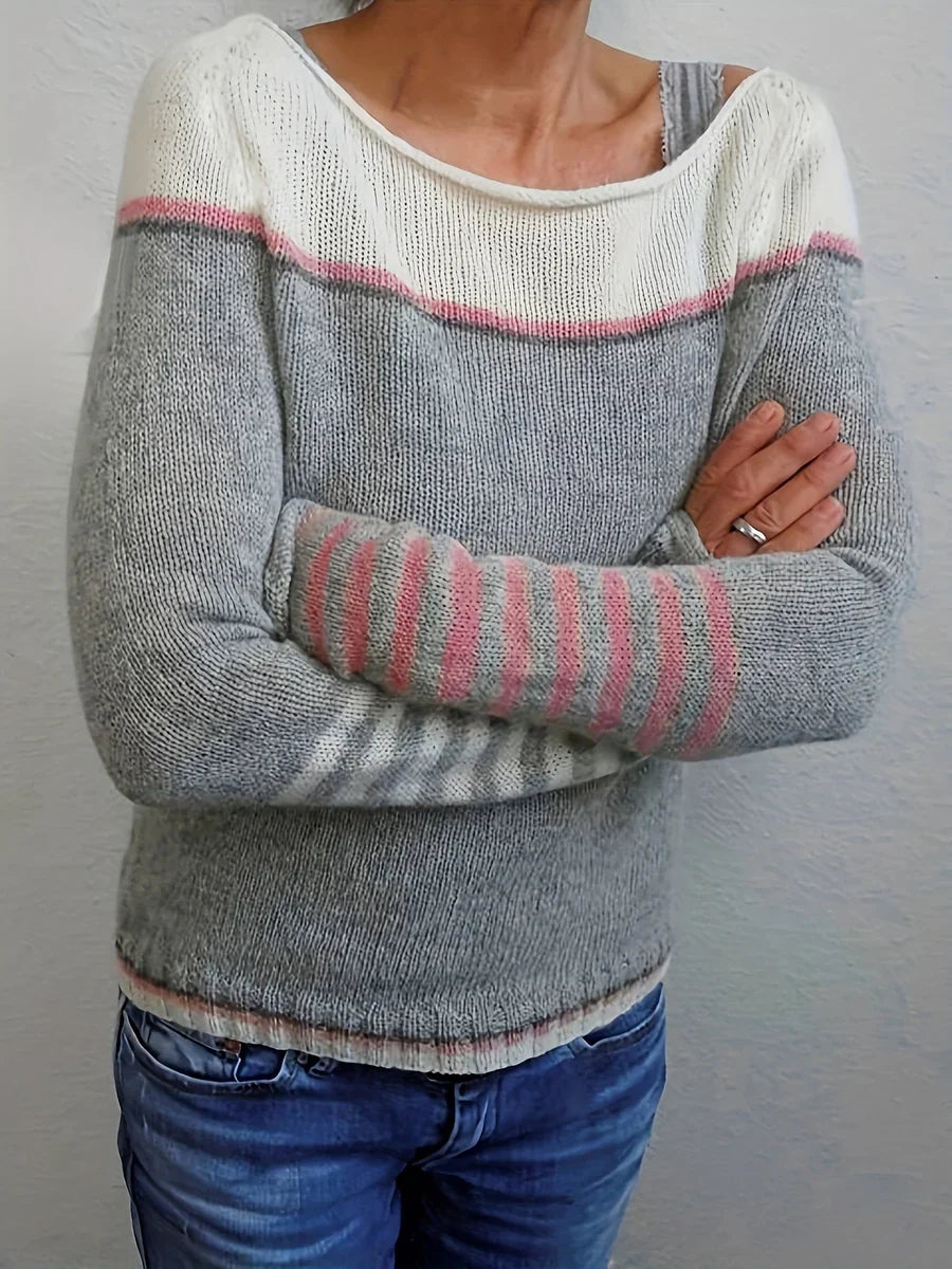 Talithia – Csíkos Kötött Hosszú Ujjú Pulóver