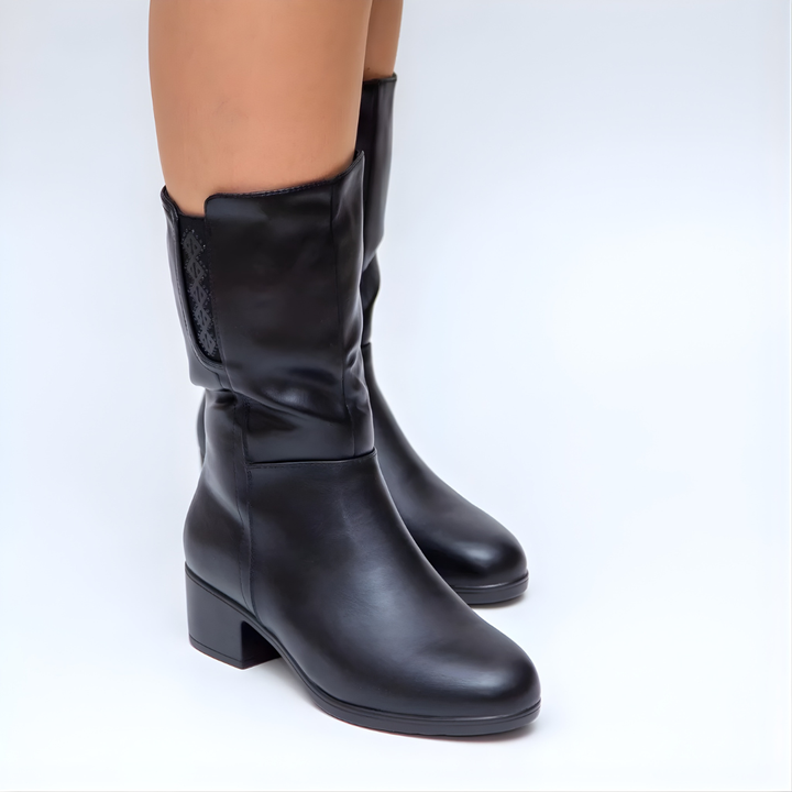 Hodaya - Elegáns Félcsizma Hosszúságú Csizma Oldalsó Cipzárral