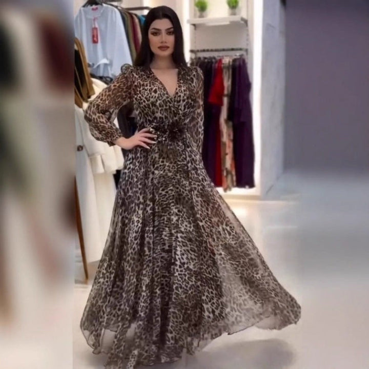 Nalera - Elegáns Leopárdmintás Mxi Ruha