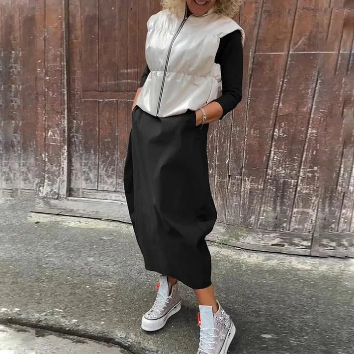 Vionel – Hosszú Ujjú Zsebes Poliészter Ruha