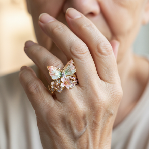 PetalWings - A Természet Csillogó Pillangós Gyűrűje Kubikus Cirkóniával