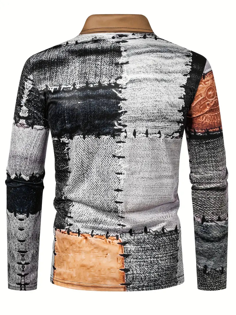 Zerem - Színes Blokkos Hosszú Ujjú ing Cipzárral