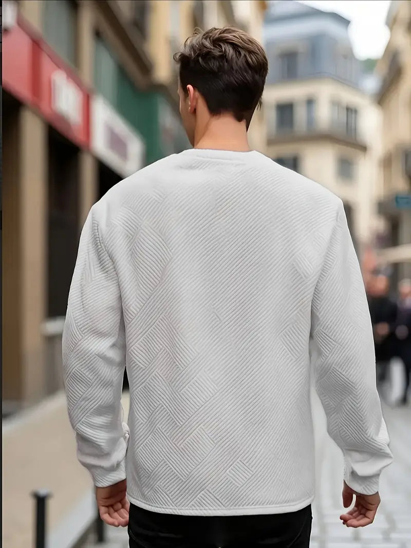 Malinga – Hosszú Ujjú Alkalmi Geometrikus Mintás Pulóver