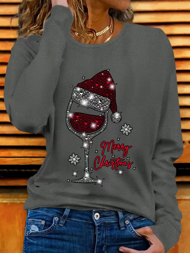 Doreah – Karácsonyi Borospohár és Mikulás Sapka Mintás Pulóver