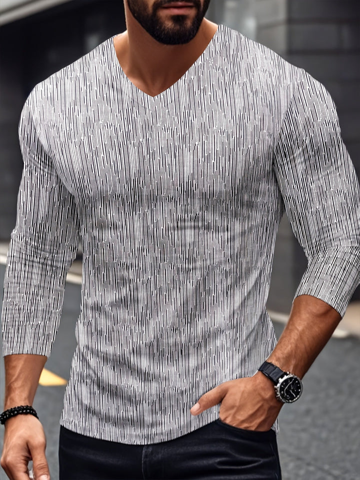 Usher - Karcsú Szabás  Hosszú Ujjú, V-Nyakú Póló