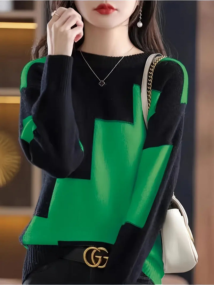 Gala - Elegáns Hosszú Ujjú Pulóver Geometrikus Mintával