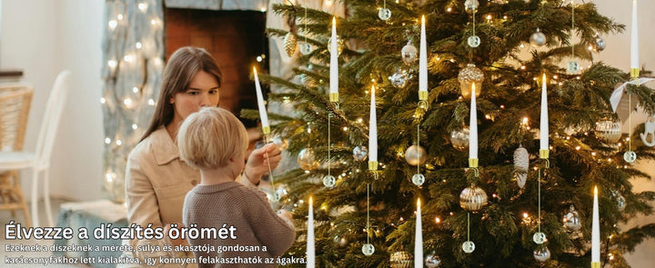 TreeLume - Karácsonyfa LED Gyertyák Kristálygömbös Akasztóval
