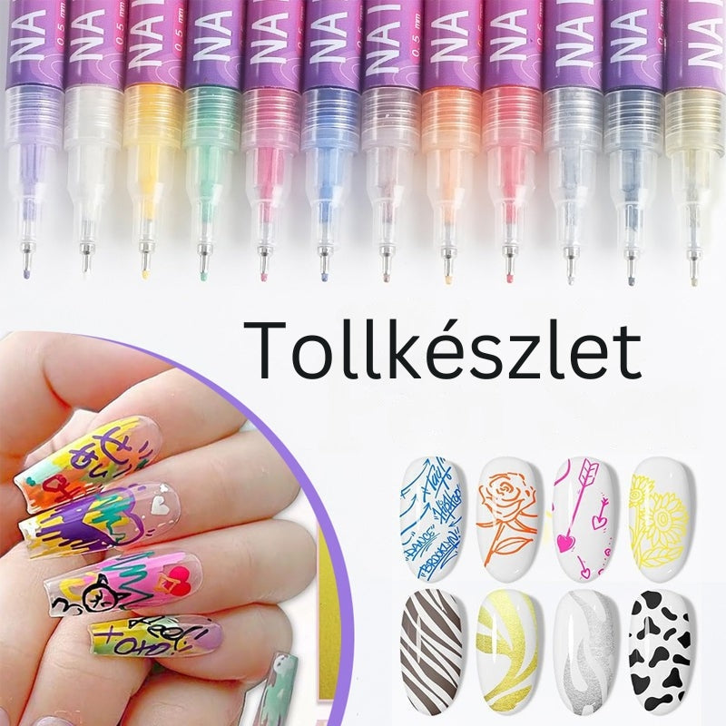 GlamSketch - 12 Színű Körömdíszítő Tollkészlet