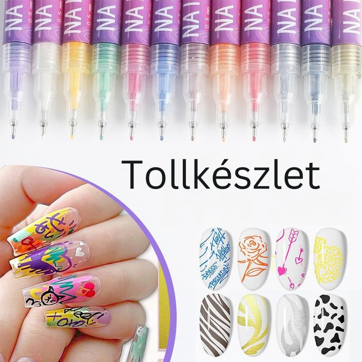 GlamSketch - 12 Színű Körömdíszítő Tollkészlet