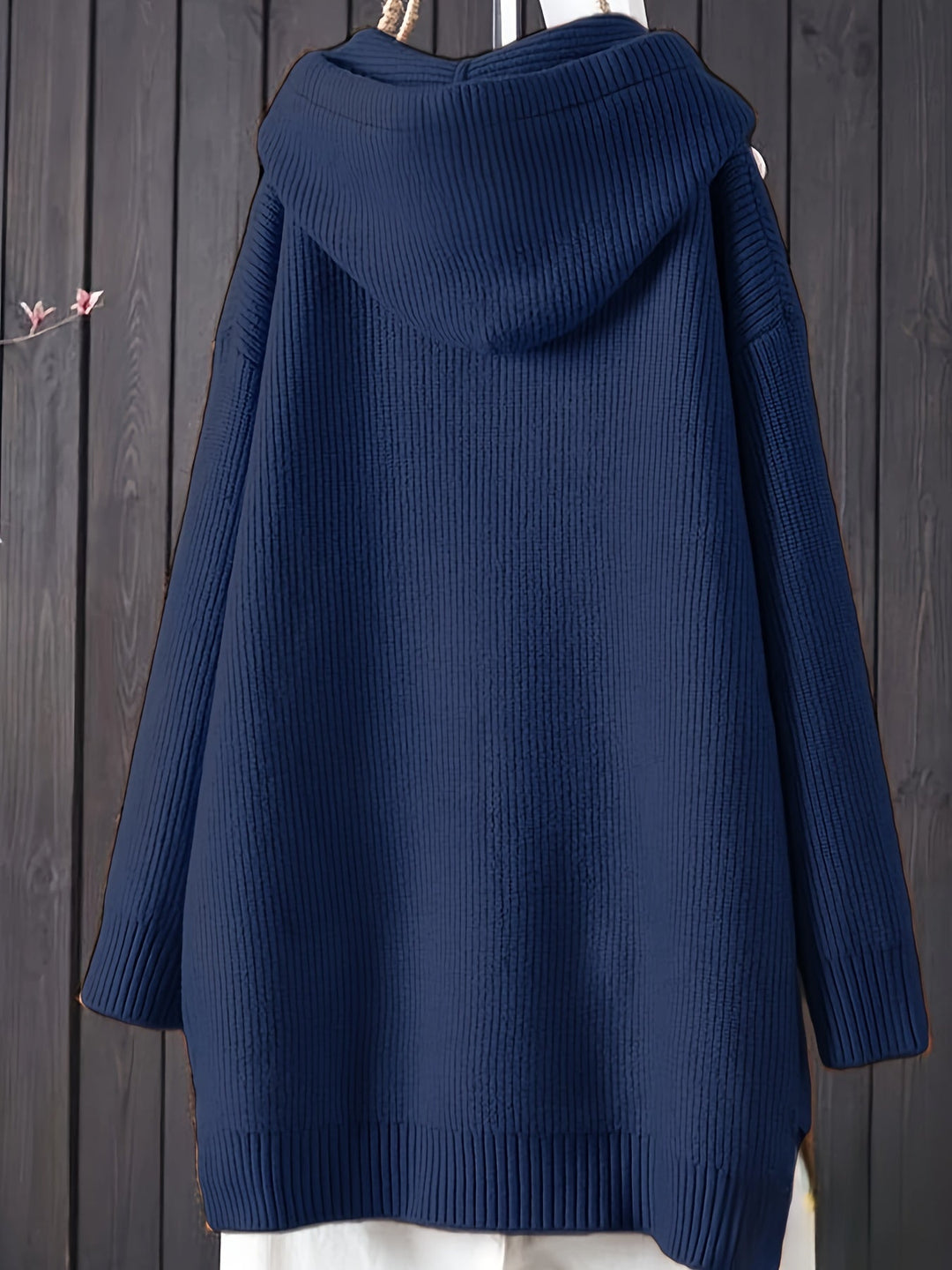 Genivee – Alkalmi Hosszú Ujjú Kötött Kapucnis Pulóver