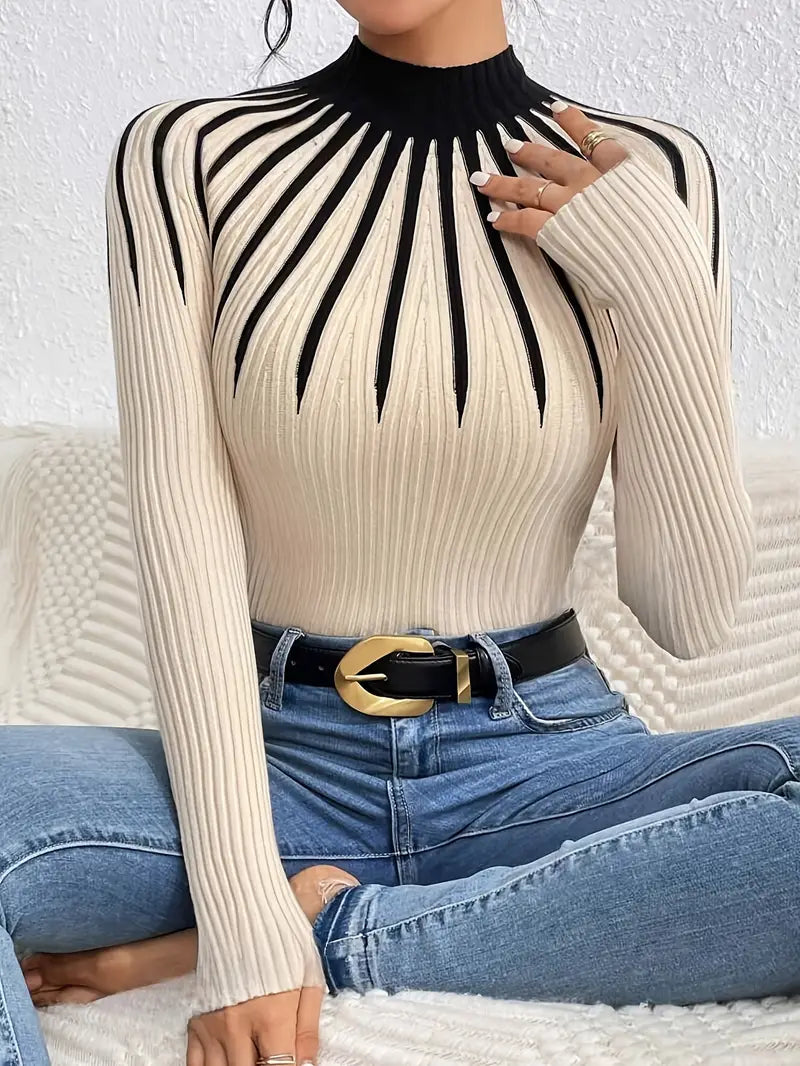 Maider - Elegáns Hosszú Ujjú Pulóver Magas Nyakkal