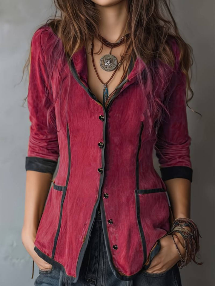 Yaara - Vintage Kapucnis Kabát Hosszú Ujjú