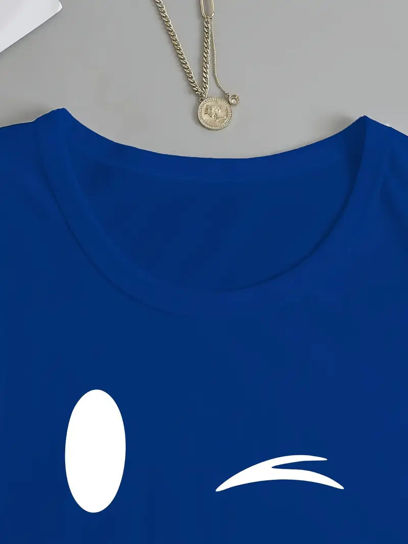 Odalina - Alkalmi Mosolygó Kacsintás Nyomtatott Póló