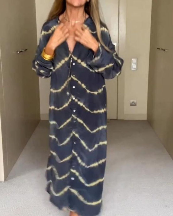 Suchitra - Boho Csíkos Hosszú Ujjú Ruha