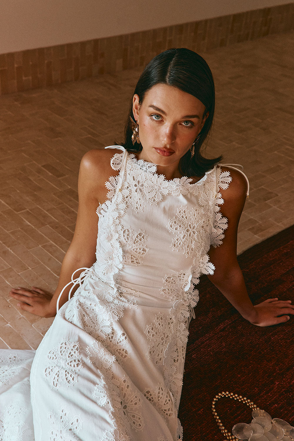 Loreina - Hímzett Virágdíszes Maxi Ruha