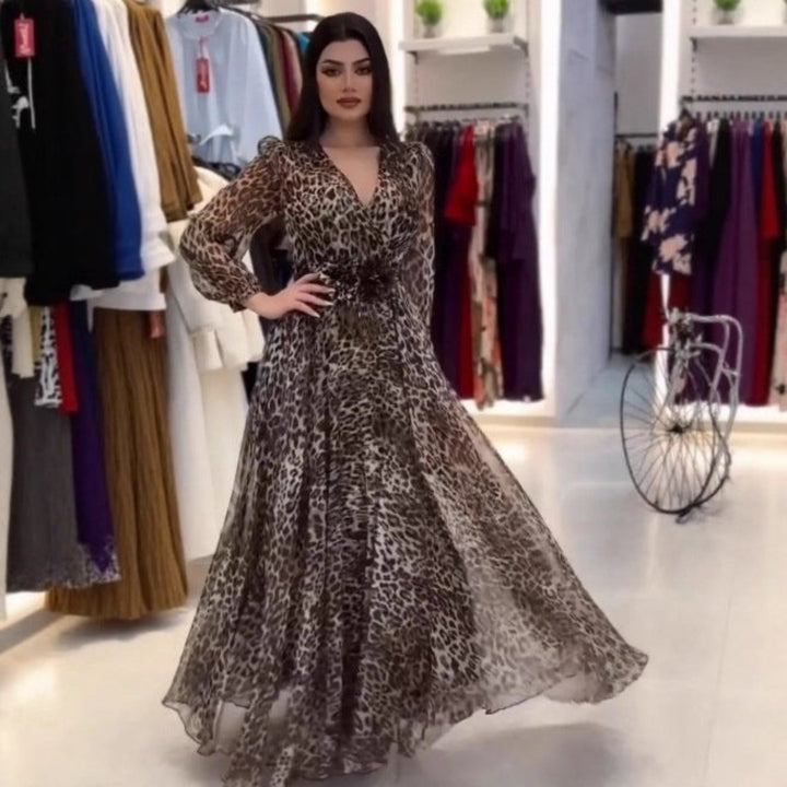 Nalera - Elegáns Leopárdmintás Mxi Ruha