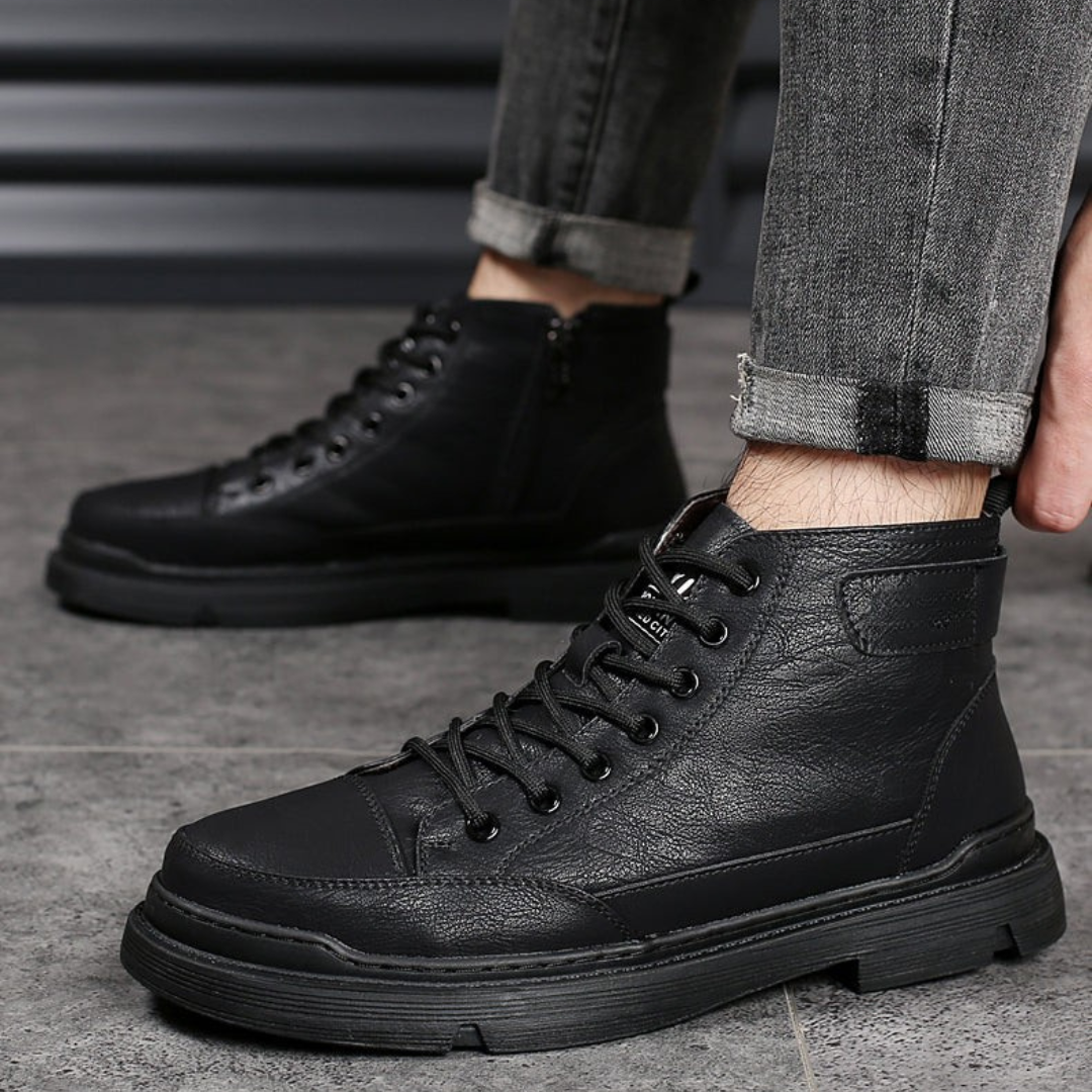 Patterson - Fűzős Bőr Bokacsizma