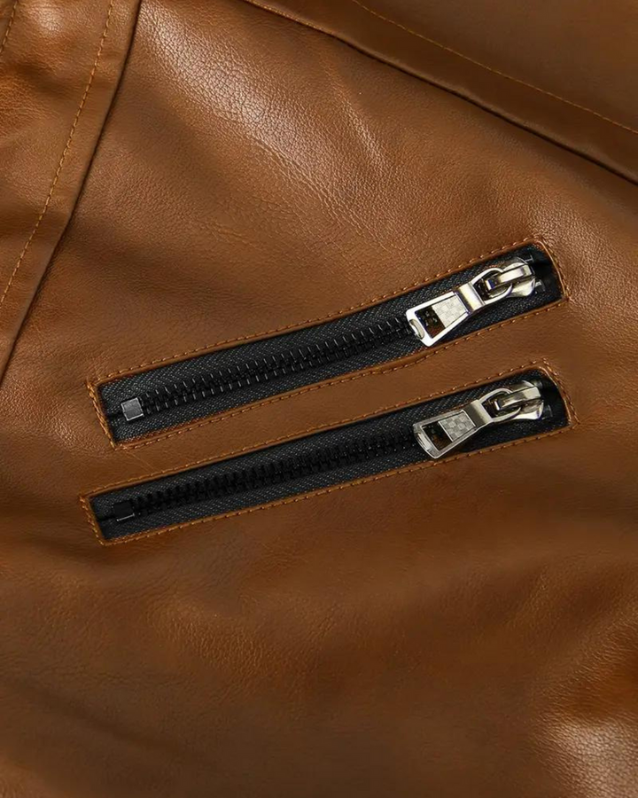 Davor - Kapucnis Bőrdzseki Dupla Cipzárral