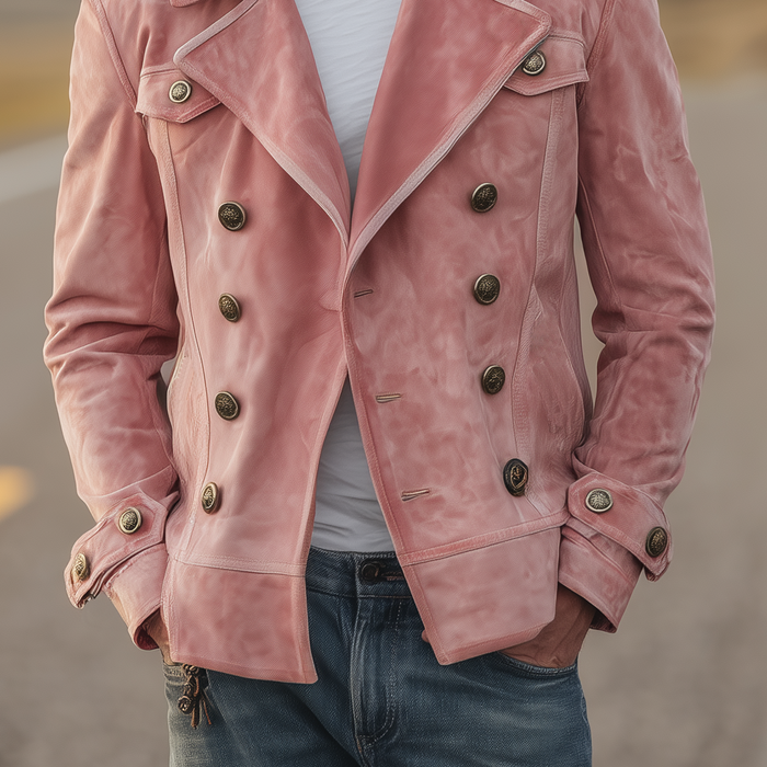 Momonosuke - Klasszikus Retro Western Stílusú Szűk Galléros Kétsoros Szűkített Kabát