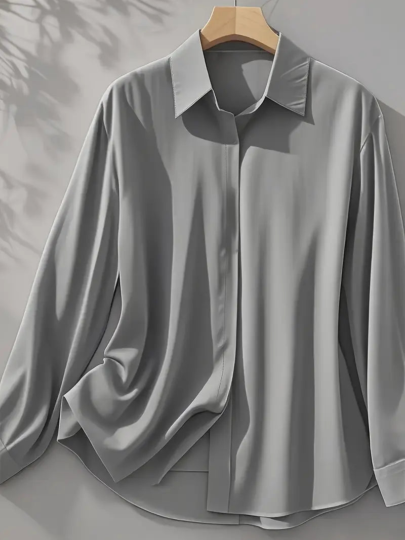 Amiliana - Elegáns Hosszú Ujú Gombos Ing