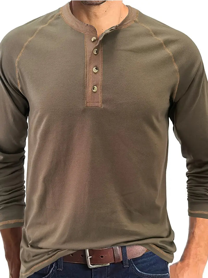 Sharma – Hosszú Ujjú Kerek Nyakú Henley Ing