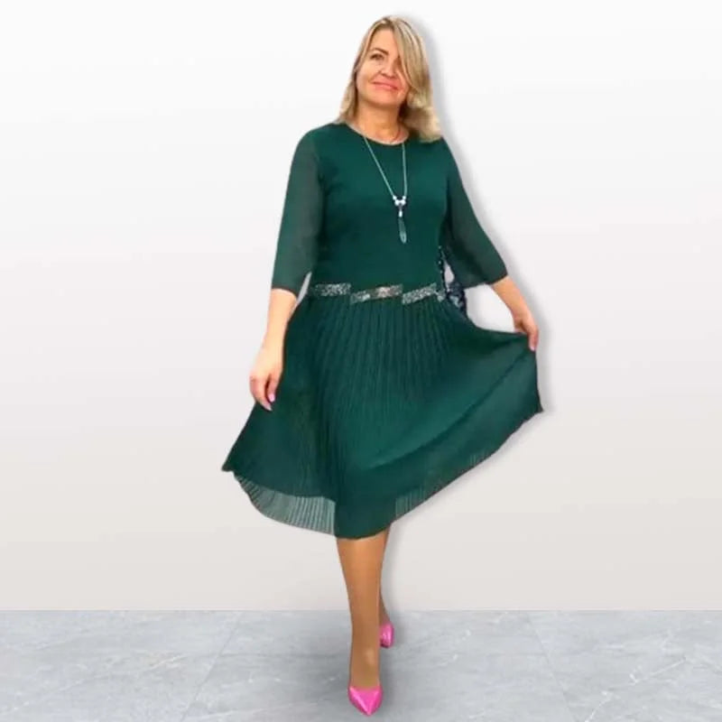 Kiernan - Elegáns Kerek Nyakú Midi Ruha