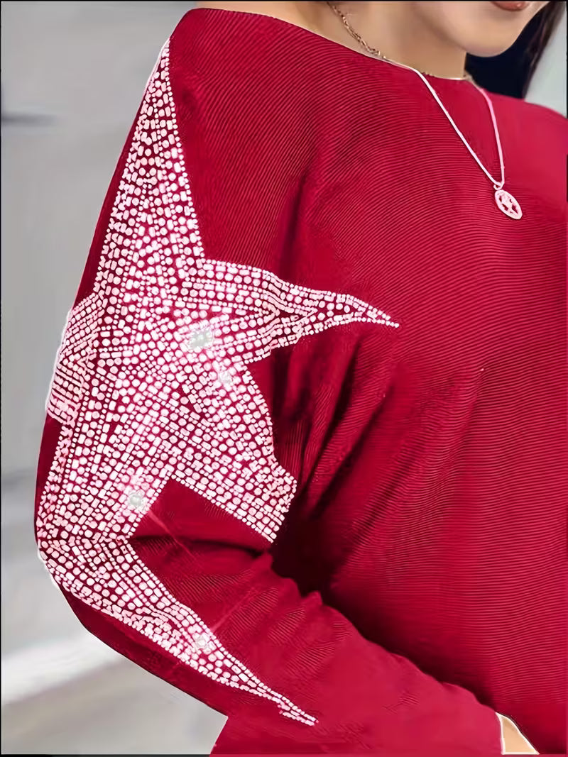 Bernardino - Elegáns Hosszú Ujjú Pulóver Csillagmintával