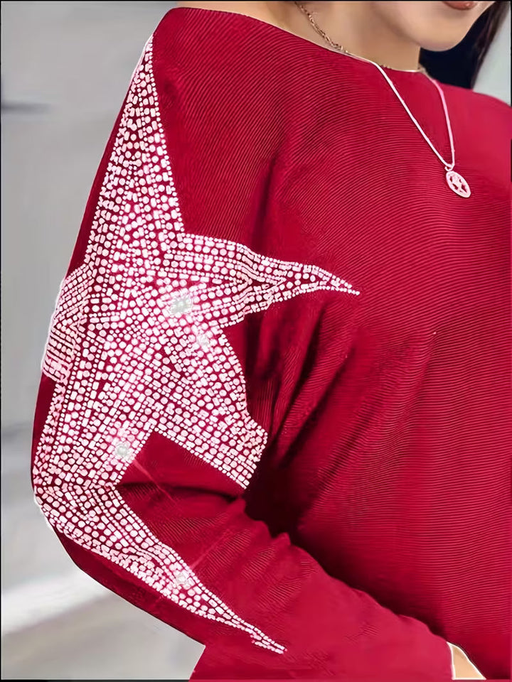 Bernardino - Elegáns Hosszú Ujjú Pulóver Csillagmintával