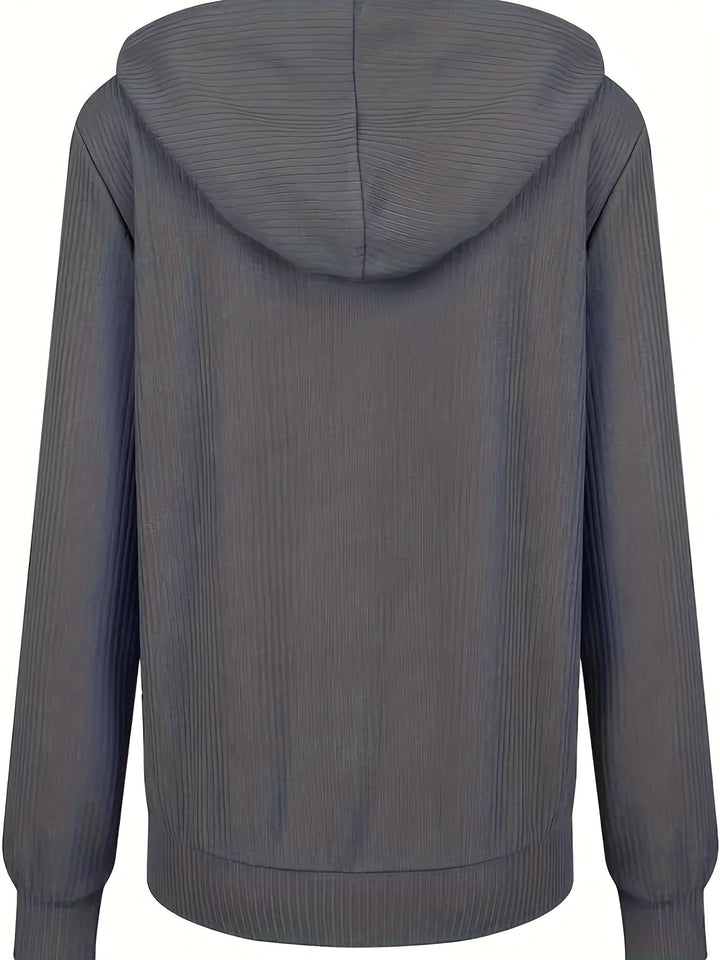 Moira - Hosszú Ujjú, Cipzáras, Húzózsinórral Ellátott Kapucnis Pulóver