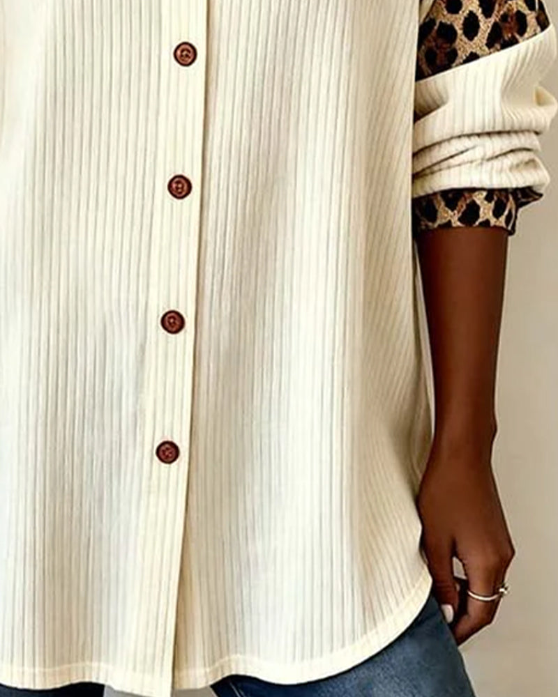 Jordana - Leopárd Mintás Gombos Galléros Ing