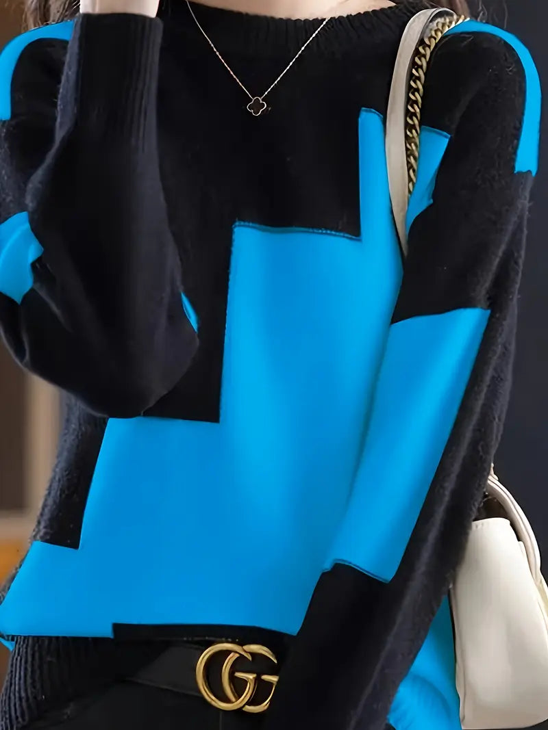 Gala - Elegáns Hosszú Ujjú Pulóver Geometrikus Mintával