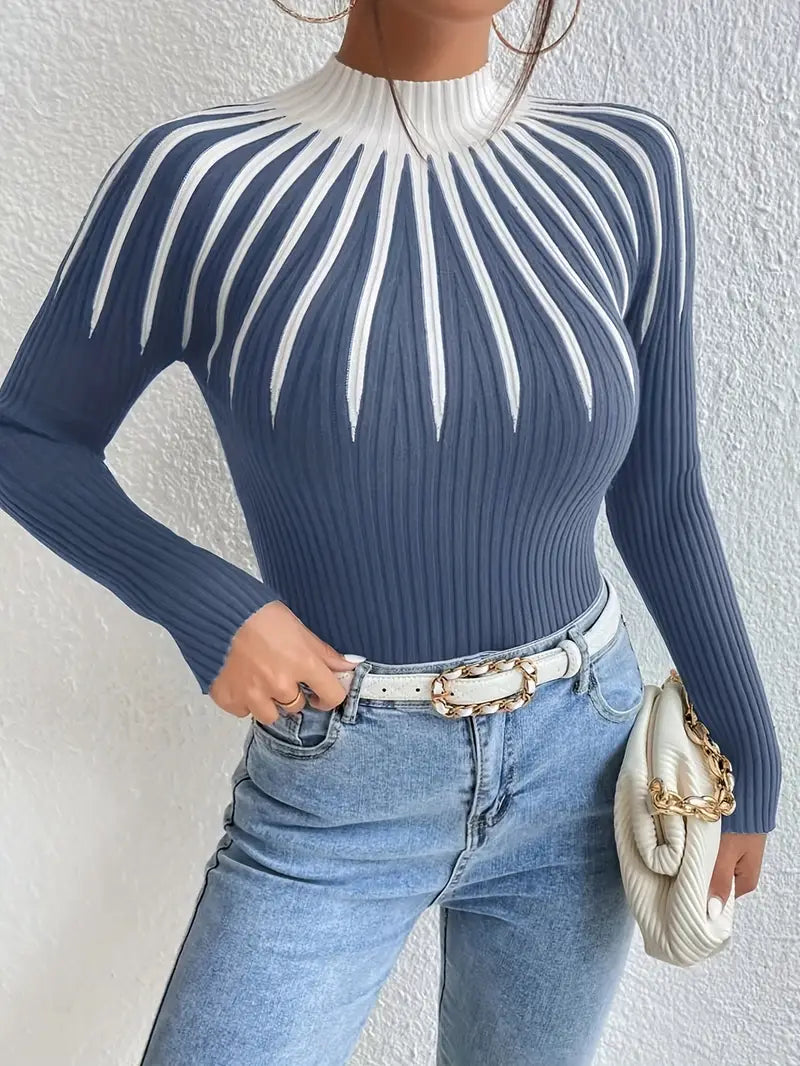 Maider - Elegáns Hosszú Ujjú Pulóver Magas Nyakkal