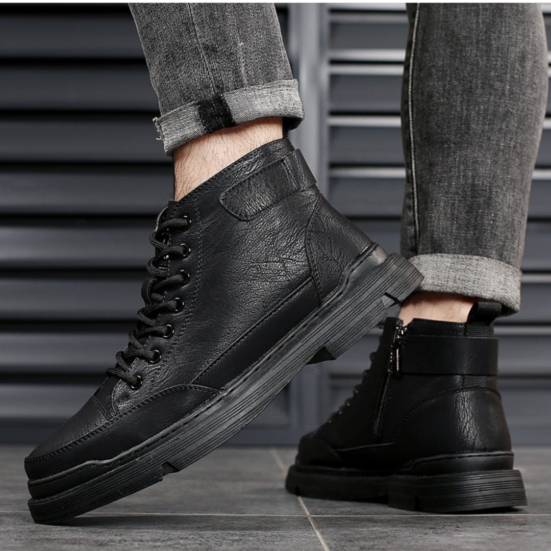 Patterson - Fűzős Bőr Bokacsizma