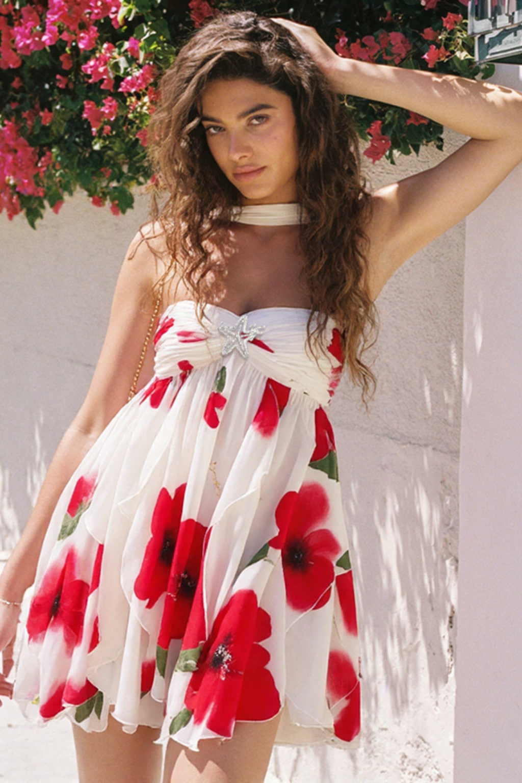 Aonika - Virágos Sifon Mini Ruha