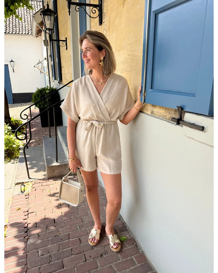 Lerusik - Rövid Ujjú Lenvászon Játékruha