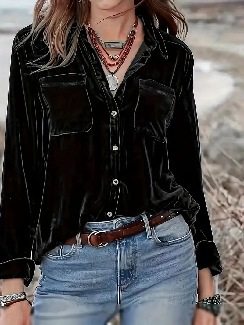 Geanie - Hosszú Ujjú Ing Elülső Zsebekkel