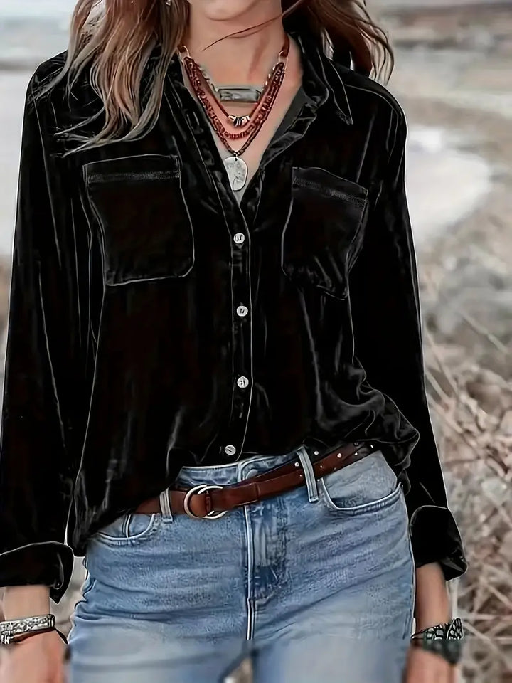 Geanie - Hosszú Ujjú Ing Elülső Zsebekkel