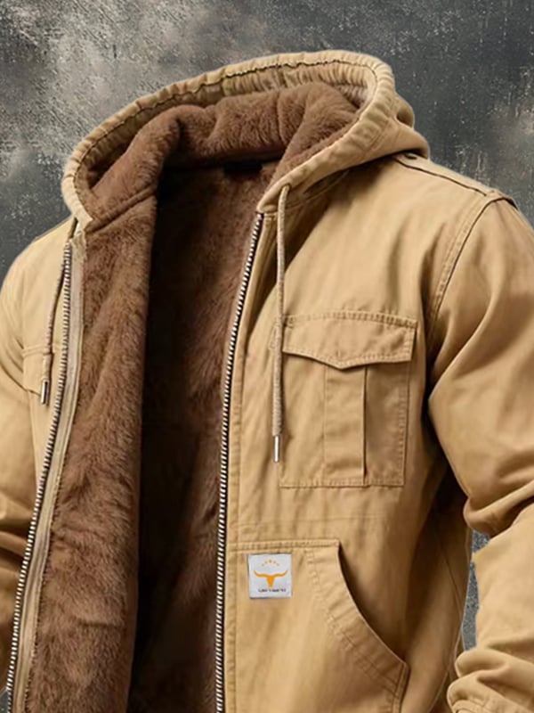 Riccardo - Retro Kültéri Kapucnis Kabát Zsebbel