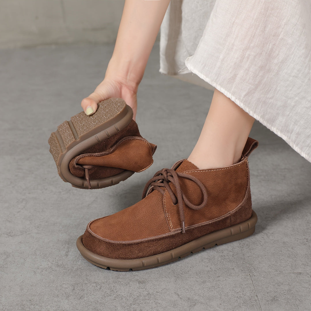 Lirinda - Bőr Bokacsizma Csipkés Felkötéssel