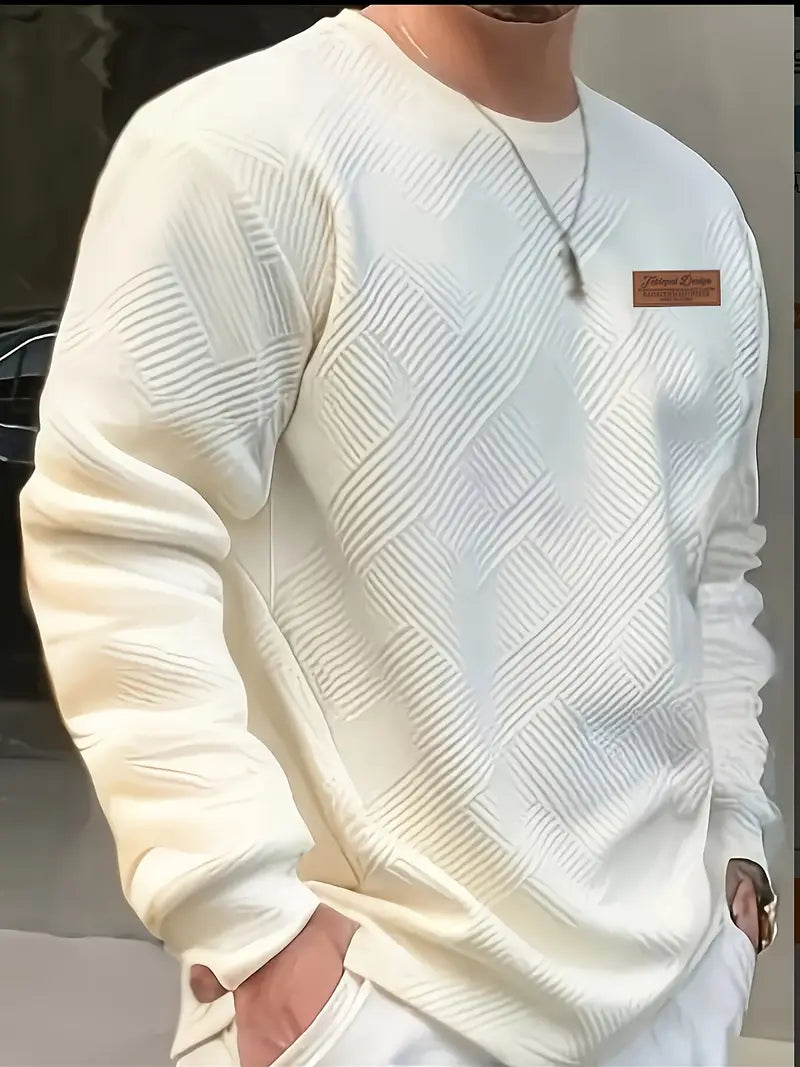 Malinga – Hosszú Ujjú Alkalmi Geometrikus Mintás Pulóver