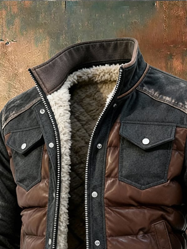 Esposito - Retro Steppelt Patchwork Kültéri Kabát Cipzárral