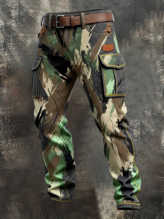 Sonny - Vintage Kamuflázs Többzsebű Nadrág