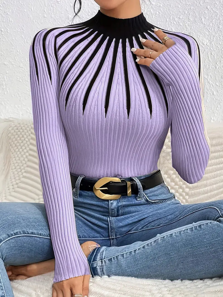 Maider - Elegáns Hosszú Ujjú Pulóver Magas Nyakkal