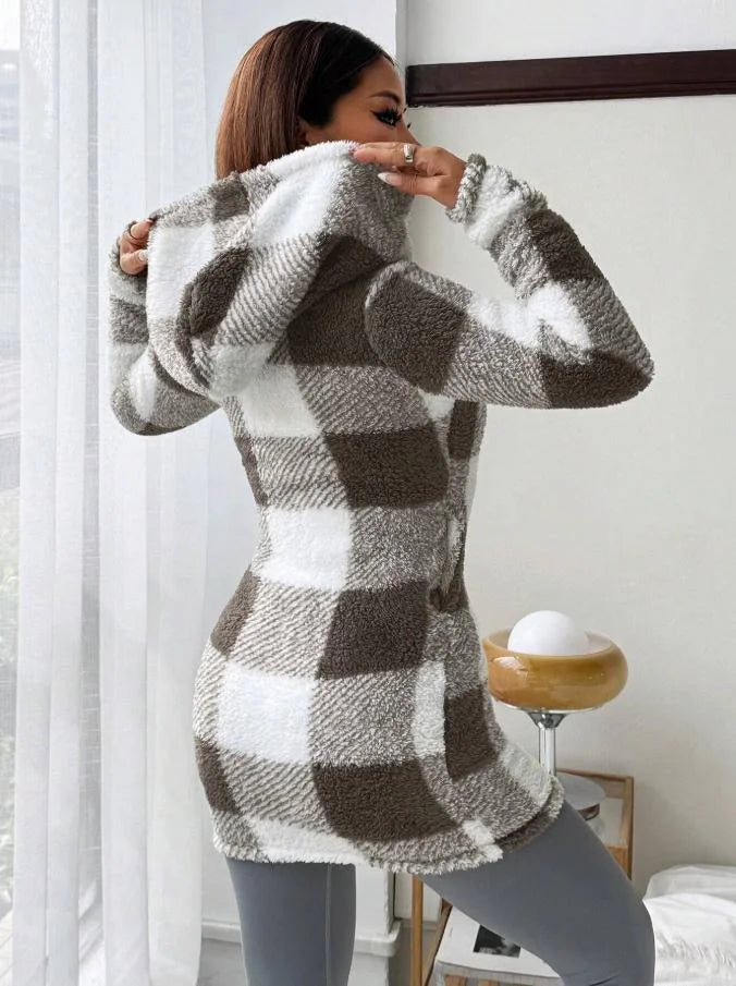 Tissaia - Stílusos Kapucnis Kabát Cipzárral