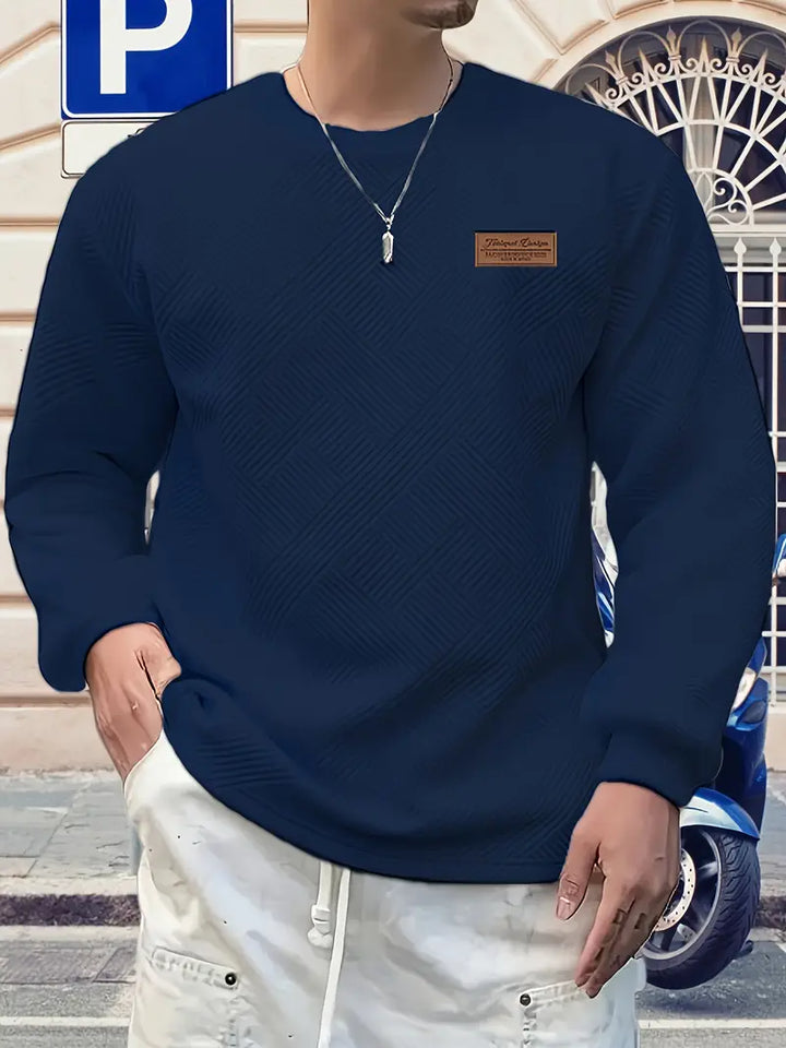 Malinga – Hosszú Ujjú Alkalmi Geometrikus Mintás Pulóver