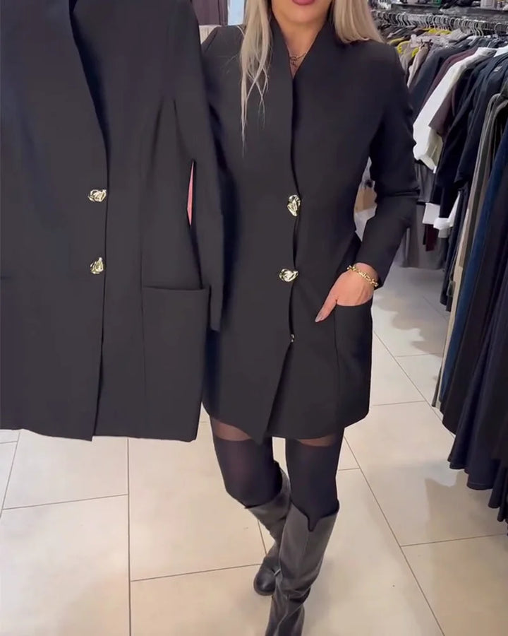 Shireen – Állógalléros Fémgombos Ruha