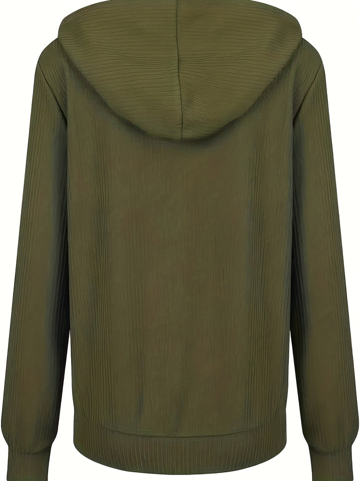 Moira - Hosszú Ujjú, Cipzáras, Húzózsinórral Ellátott Kapucnis Pulóver