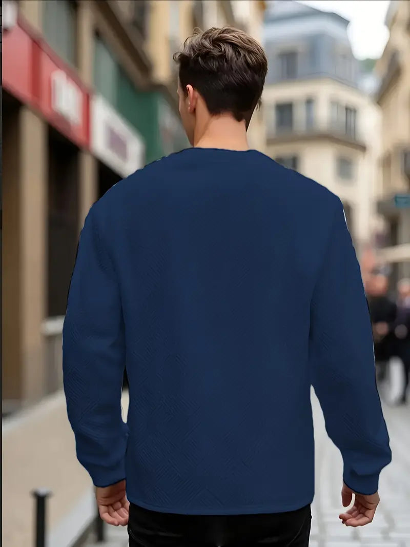 Malinga – Hosszú Ujjú Alkalmi Geometrikus Mintás Pulóver