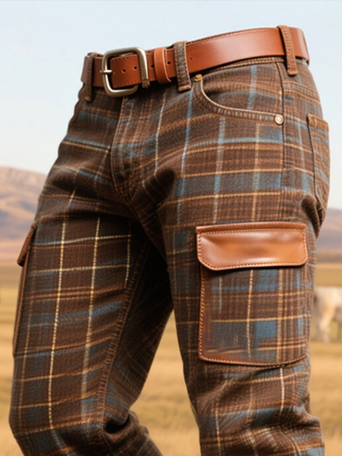 Ravindra – Vintage Kockás Bőrnadrág